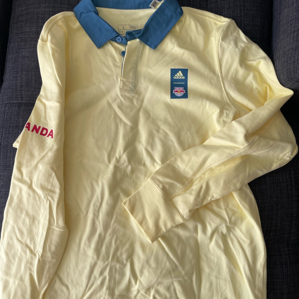 adidas x NY Red Bulls MLS Men's Light Yellow Long Sleeve Tee limited edition